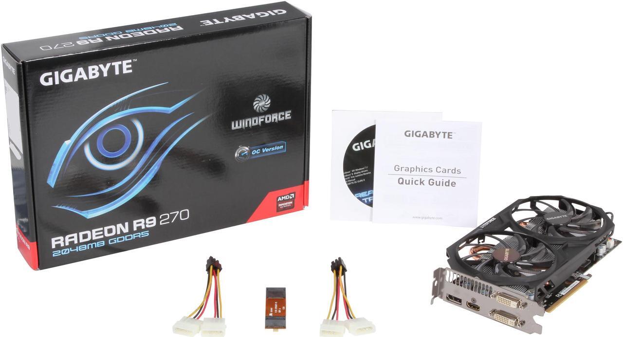 Alt view image 7 of 6 - GIGABYTE Radeon R9 270 2GB GDDR5 PCI Express 3.0 Graphics Card GV-R927OC-2GD