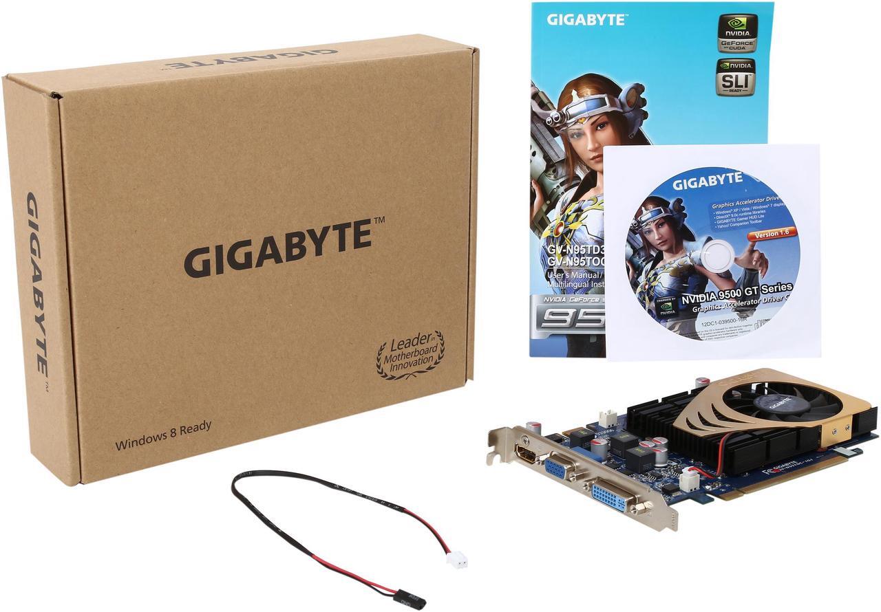 Alt view image 5 of 5 - GIGABYTE GeForce 9500 GT 1GB GDDR2 PCI Express 2.0 x16 SLI Support Graphics Card GV-N95TOC-1GI