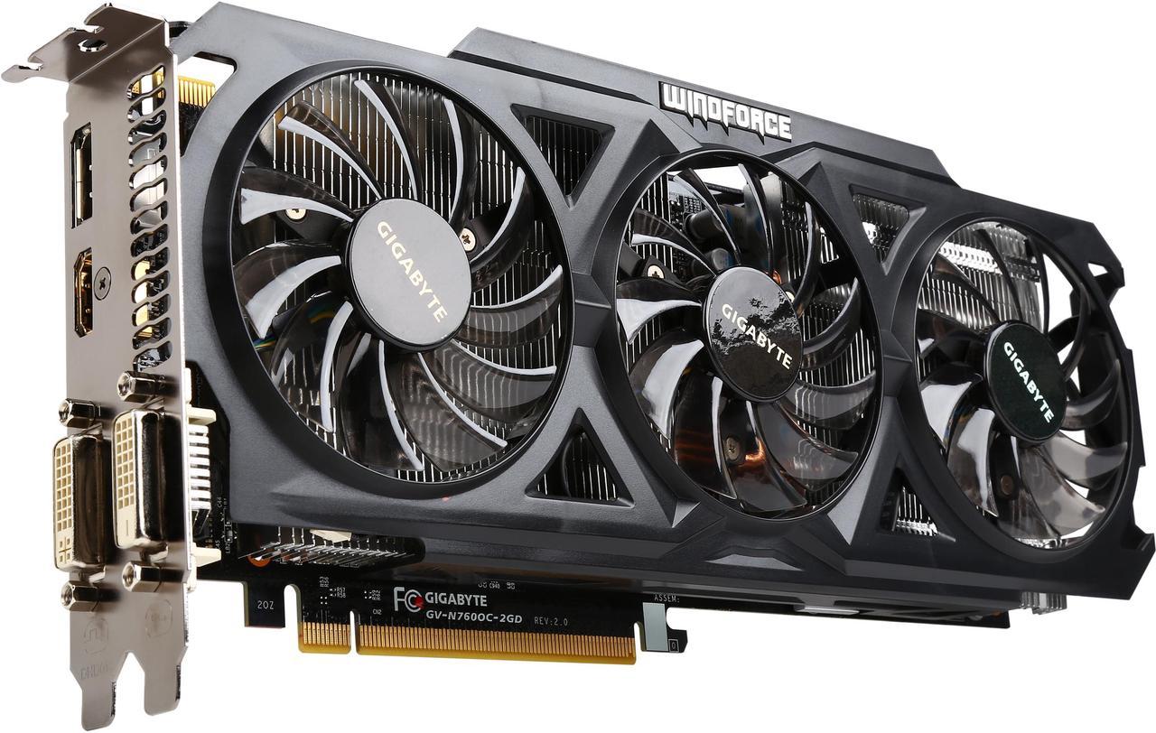 GIGABYTE GeForce GTX 760 2GB GDDR5 PCI Express 3.0 WindForce 3X 450W Video Card GV-N760OC-2GD REV2.0