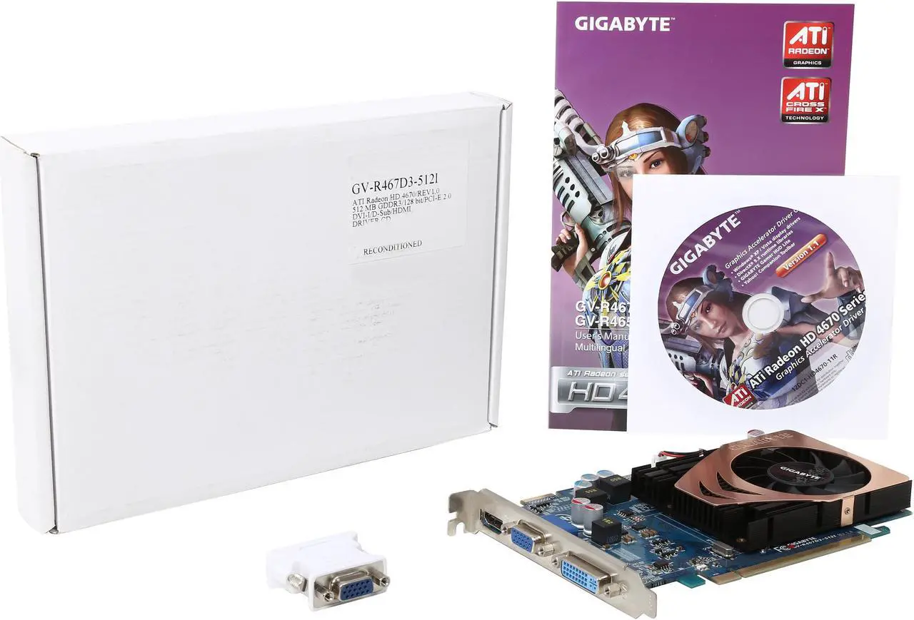 Alt view image 5 of 5 - GIGABYTE Radeon HD 4670 512MB GDDR3 PCI Express 2.0 x16 CrossFireX Support Graphics Card GV-R467D3-512I