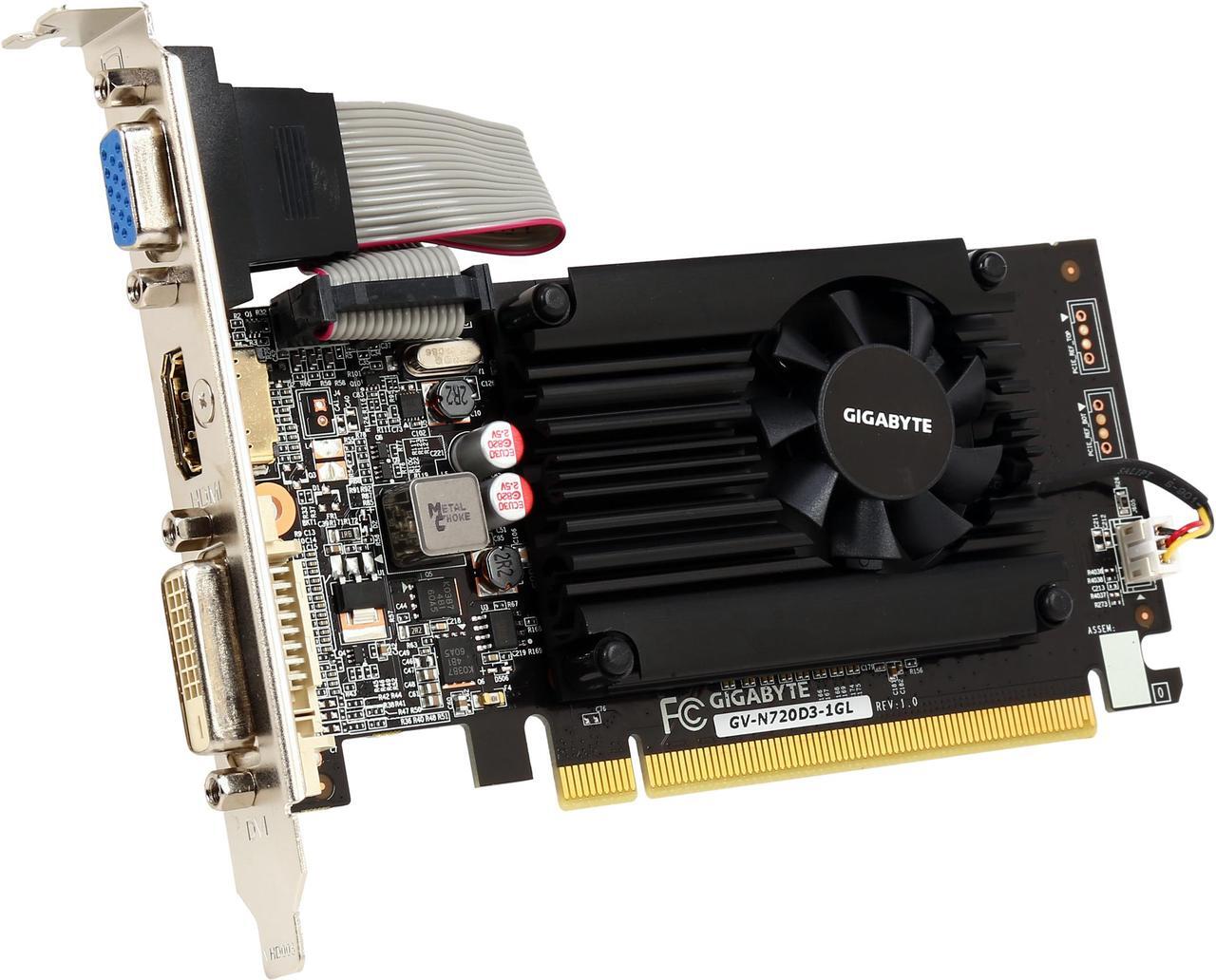 Main image of GIGABYTE GeForce GT 720 1GB DDR3 PCI Express 2.0 x8 Low Profile Graphics Card GV-N720D3-1GL