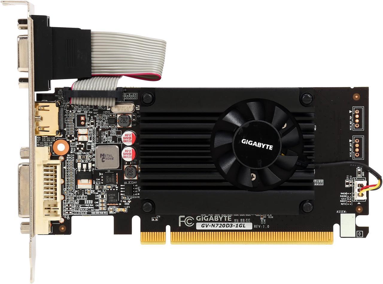 Alt view image 3 of 5 - GIGABYTE GeForce GT 720 1GB DDR3 PCI Express 2.0 x8 Low Profile Graphics Card GV-N720D3-1GL