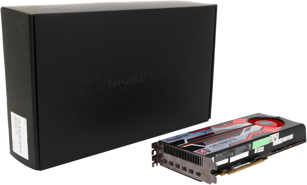 Alt view image 6 of 6 - GIGABYTE  GV-R5876P-2GD-B  Radeon HD 5870 (Cypress XT)  2GB  256-Bit  GDDR5  PCI Express 2.1 x16  HDCP Ready CrossFireX Support Eyefinity 6 Edition Video Card Factory Refurbished