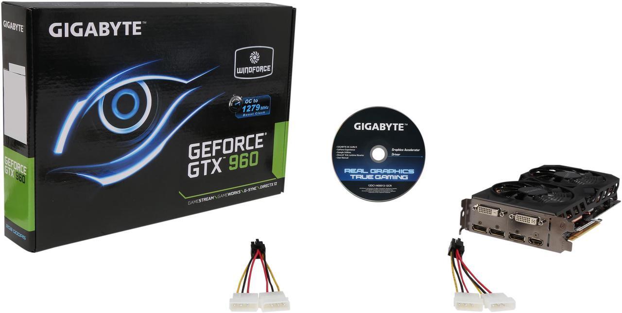 Alt view image 7 of 6 - GIGABYTE GeForce GTX 960 2GB WINDFORCE 2X OC EDITION, GV-N960WF2OC-2GD