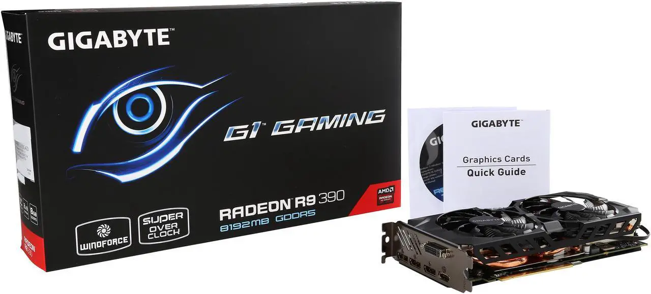 Alt view image 7 of 6 - GIGABYTE Radeon R9 390 8GB GDDR5 PCI Express 3.0 ATX Graphics Card GV-R939G1 GAMING-8GD