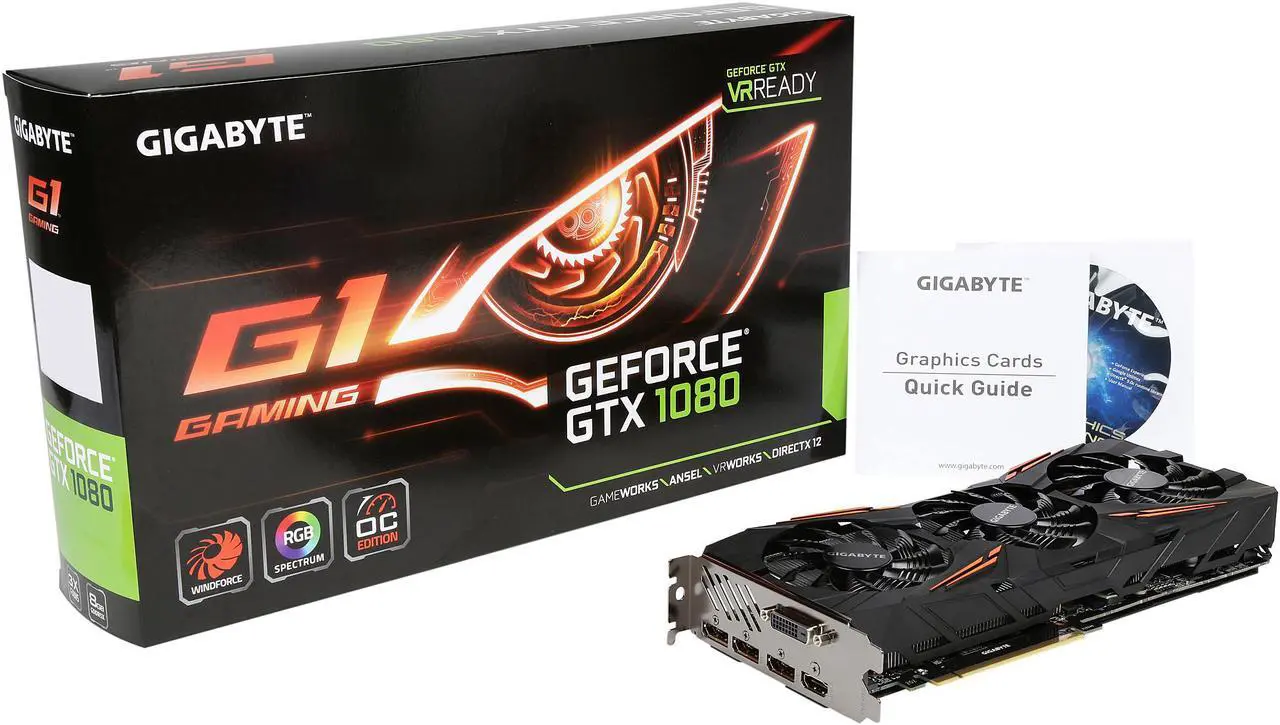 Alt view image 6 of 6 - GIGABYTE GeForce GTX 1080 G1 Gaming GV-N1080G1 GAMING-8GD Video Card