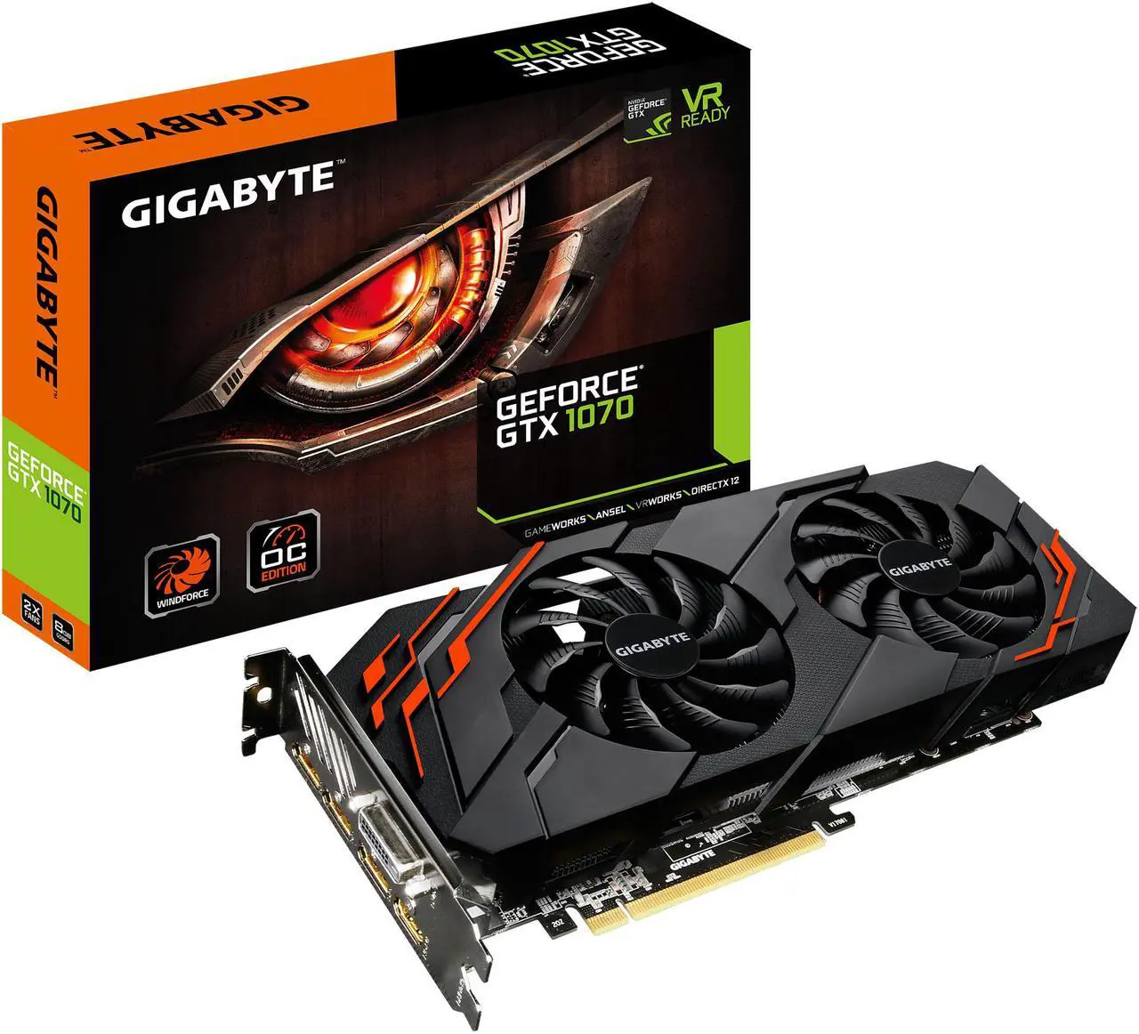 Alt view image 7 of 6 - GIGABYTE GeForce GTX 1070 8GB WINDFORCE OC, GV-N1070WF2OC-8GD R2