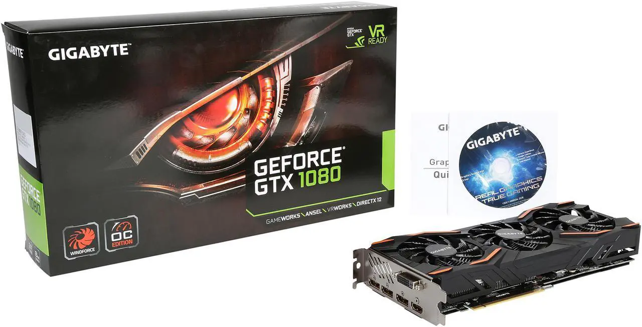 Alt view image 7 of 6 - GIGABYTE GeForce GTX 1080 8GB GDDR5X PCI Express 3.0 x16 SLI Support ATX Graphics Card GV-N1080WF3OC-8GD