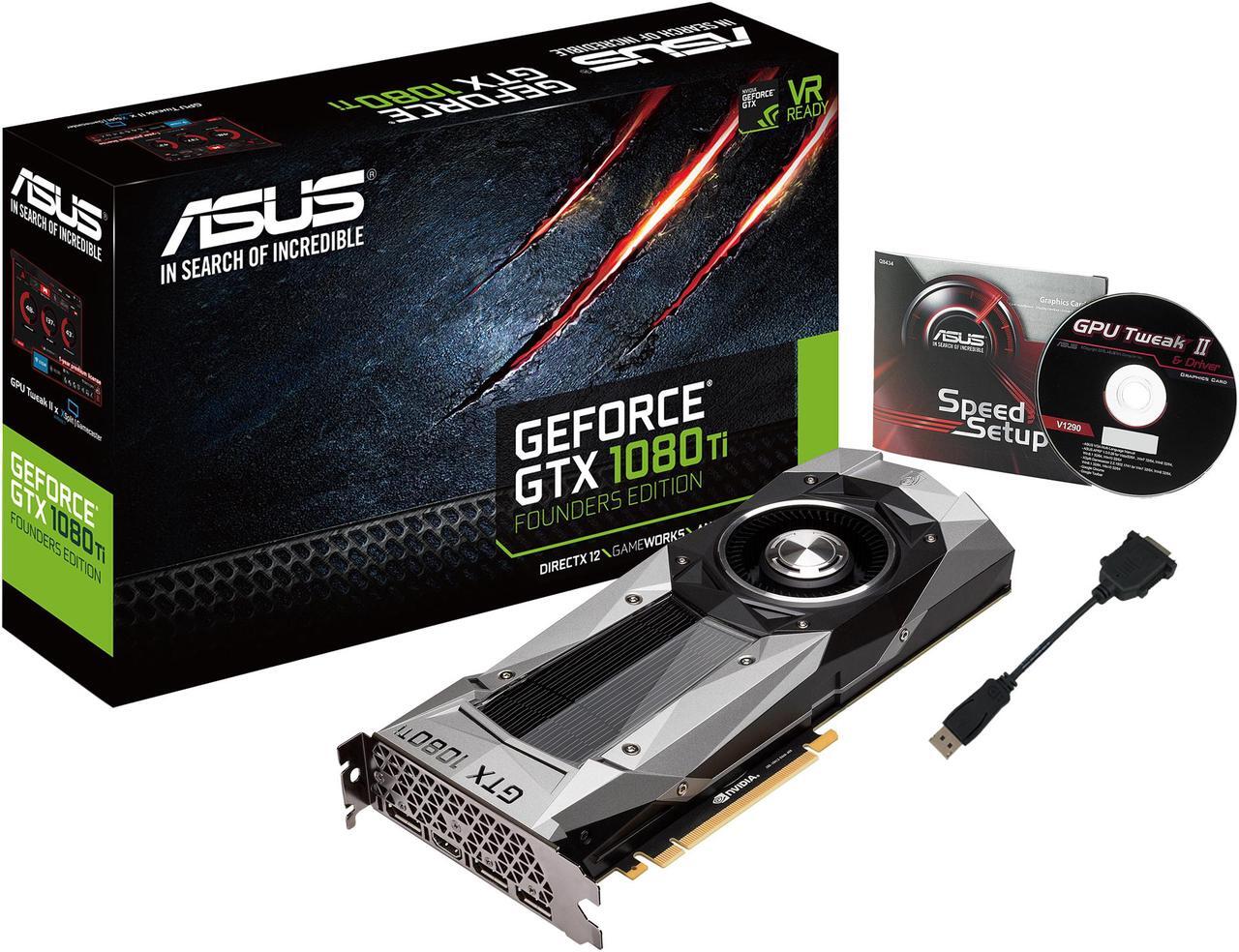 Alt view image 3 of 4 - ASUS GeForce GTX 1080 TI 11GB GDDR5X Founders Edition VR Ready 5K HD Gaming HDMI DisplayPort PCIe Graphics Card (GTX1080TI-FE)