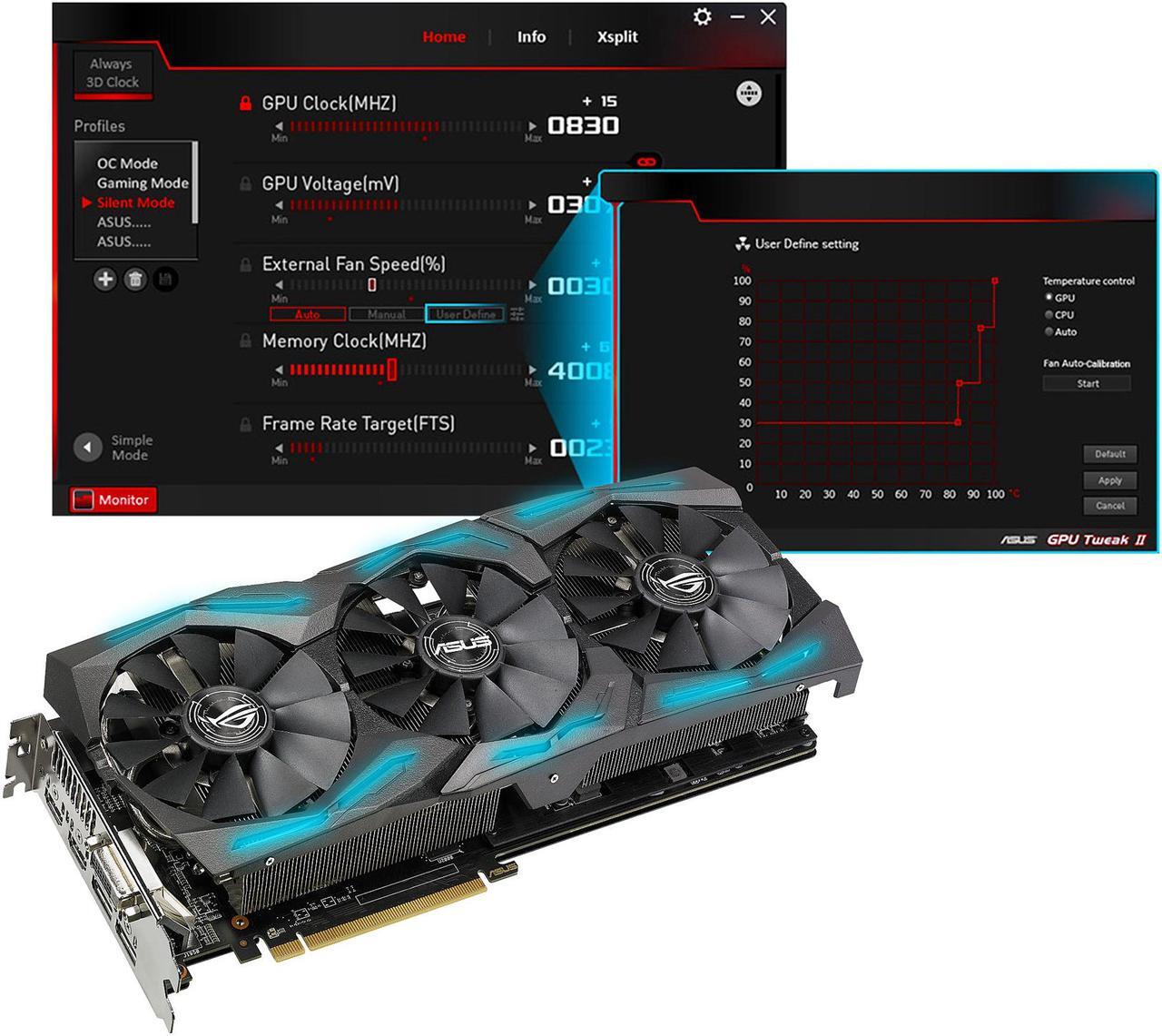 Alt view image 4 of 7 - ASUS ROG Strix Radeon RX 580 O8G Gaming OC Edition GDDR5 DP HDMI DVI VR Ready AMD Graphics Card with RGB Lighting (ROG-STRIX-RX580-O8G-GAMING)