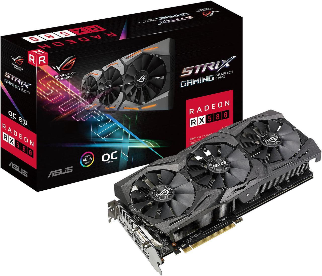 Alt view image 6 of 7 - ASUS ROG Strix Radeon RX 580 O8G Gaming OC Edition GDDR5 DP HDMI DVI VR Ready AMD Graphics Card with RGB Lighting (ROG-STRIX-RX580-O8G-GAMING)