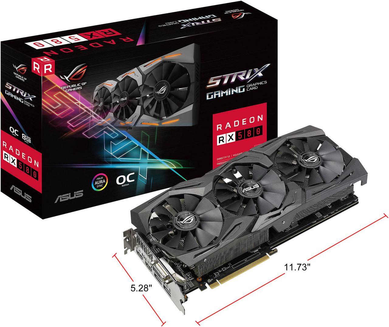 Alt view image 7 of 7 - ASUS ROG Strix Radeon RX 580 O8G Gaming OC Edition GDDR5 DP HDMI DVI VR Ready AMD Graphics Card with RGB Lighting (ROG-STRIX-RX580-O8G-GAMING)