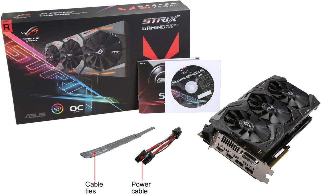 Alt view image 7 of 6 - ASUS ROG Radeon RX Vega 56 8GB HBM2 PCI Express 3.0 CrossFireX Support Graphics Card STRIX-RXVEGA56-O8G-GAMING