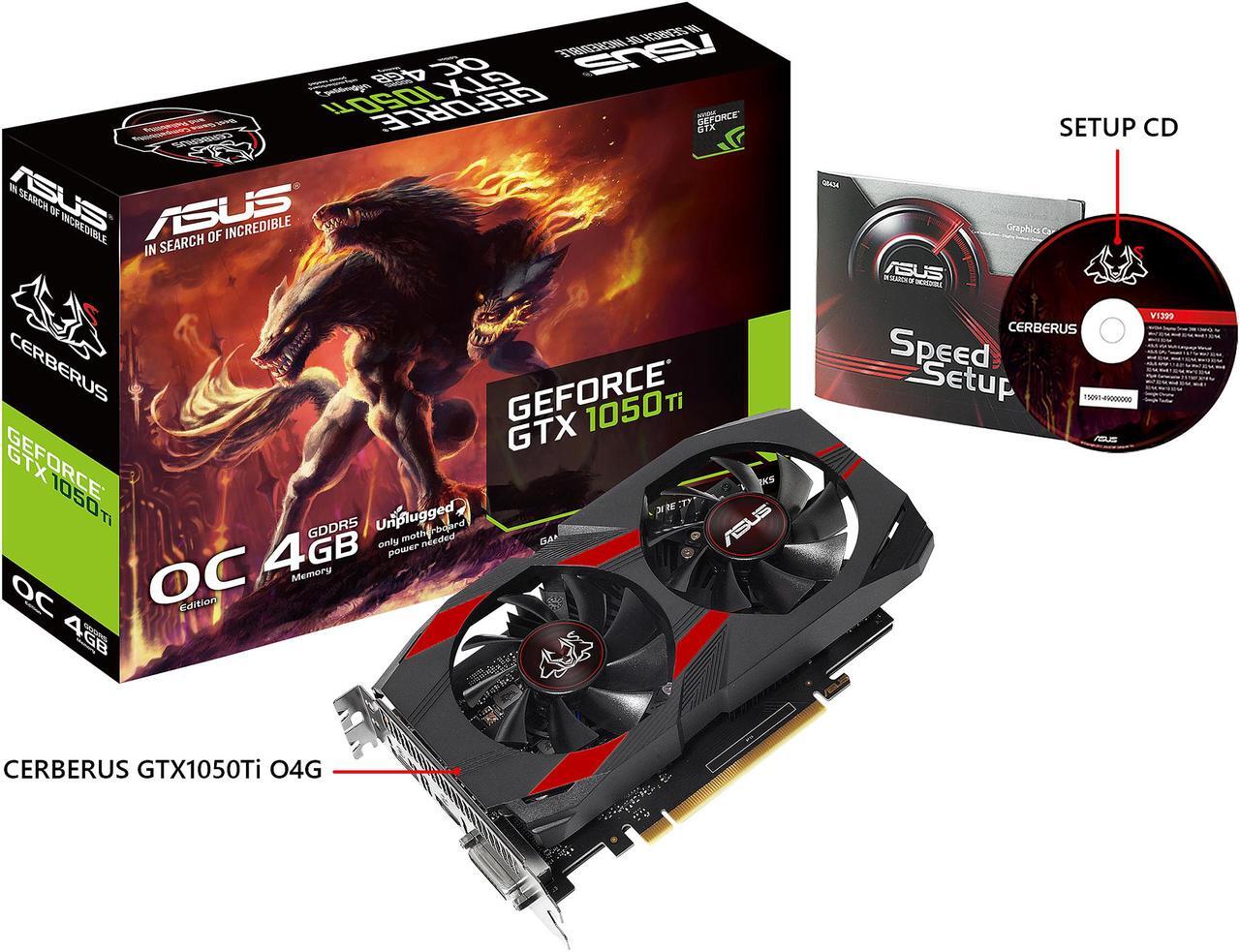 Alt view image 5 of 5 - ASUS Cerberus GeForce GTX 1050 Ti 4GB OC Edition GDDR5 Gaming Graphics Card, CERBERUS-GTX1050TI-O4G