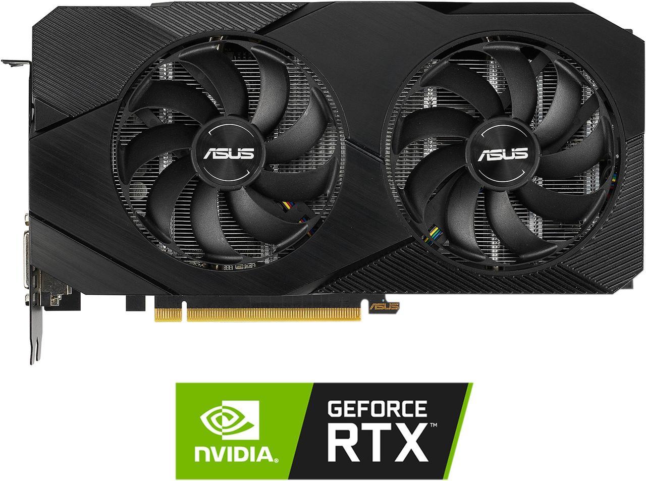 ASUS GeForce RTX 2060 Overclocked 6G GDDR6 Dual-Fan EVO Edition VR Ready HDMI DisplayPort DVI Graphics Card (DUAL-RTX2060-O6G-EVO)