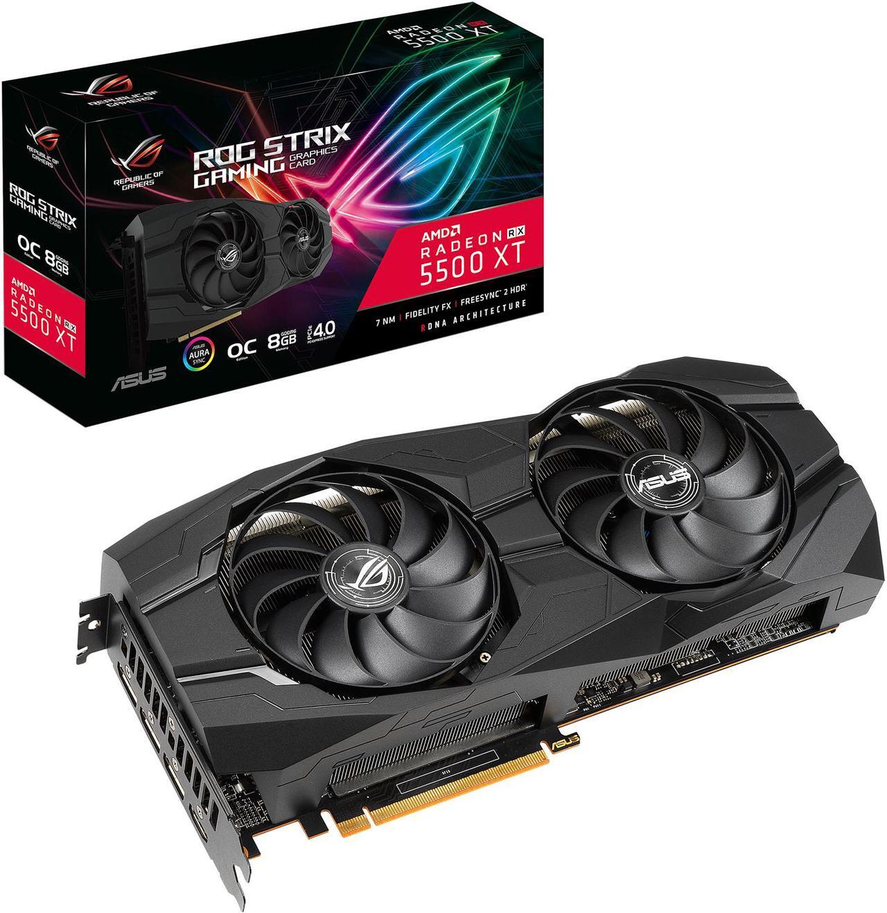 Alt view image 9 of 9 - ASUS ROG STRIX AMD Radeon RX 5500 XT Overclocked 8G GDDR6 HDMI DisplayPort Gaming Graphics Card (ROG-STRIX-RX5500XT-O8G-GAMING)