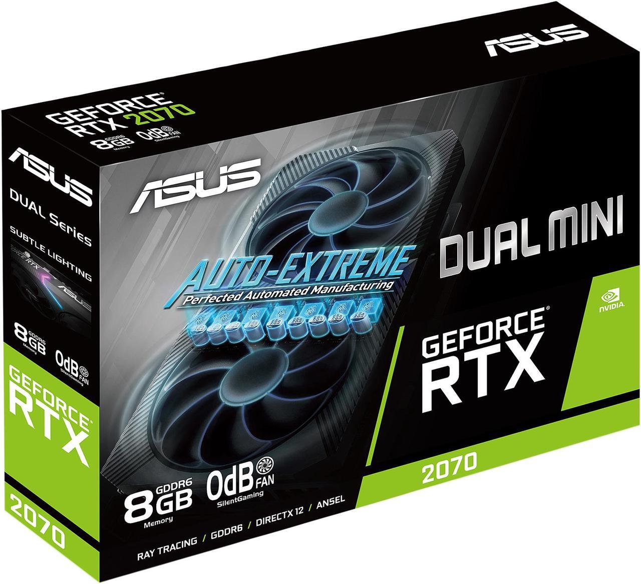 Alt view image 10 of 10 - ASUS Dual NVIDIA GeForce RTX 2070 MINI OC Edition Gaming Graphics Card, PCIe 3.0, 8GB GDDR6, HDMI, DisplayPort, DVI-D, for Intel NUC 9 Extreme Kit, Intel NUC 9 Pro Kit and Small Chassis (DUAL-RTX2070-O8G-MINI)