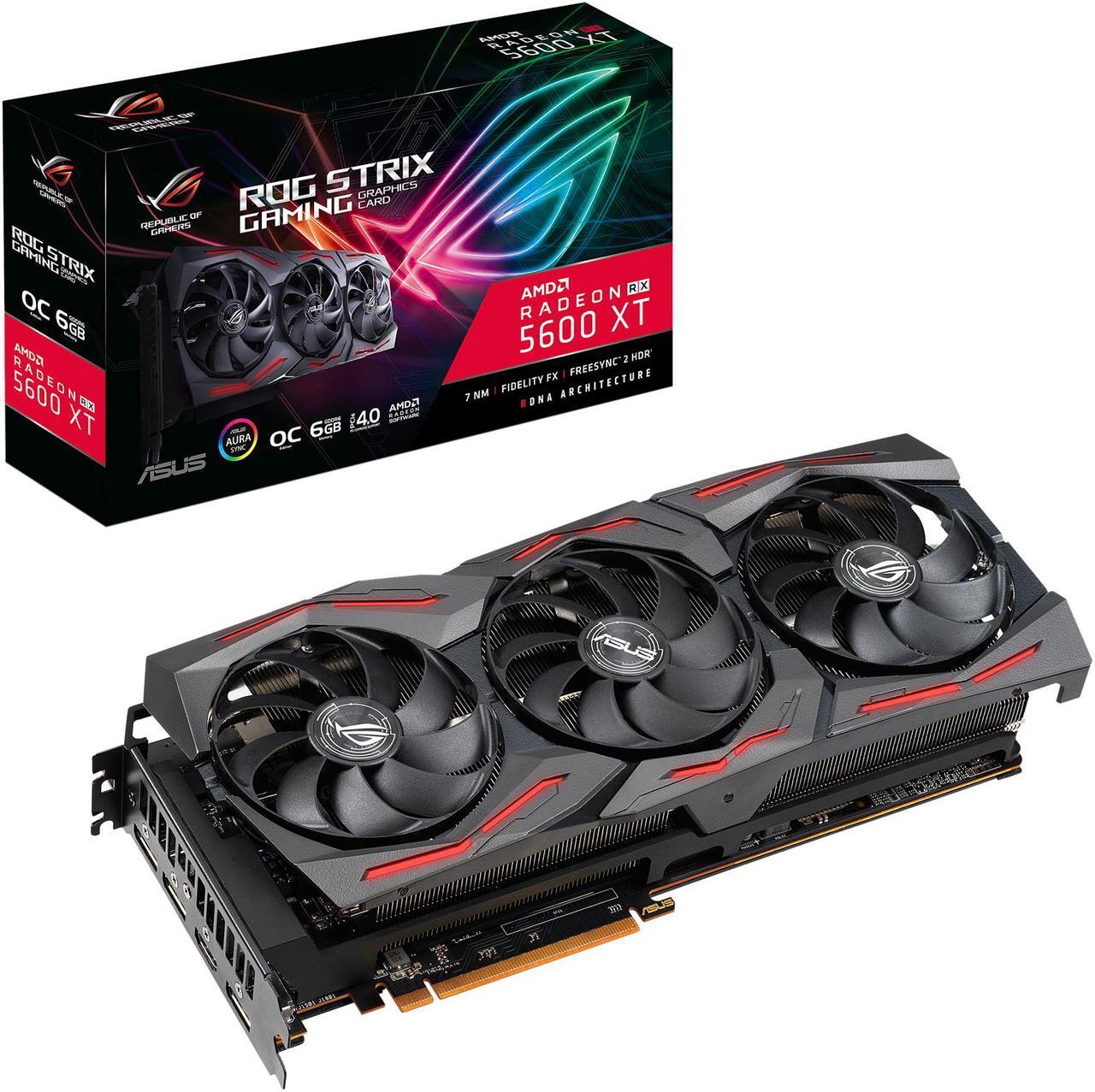 Alt view image 7 of 7 - ASUS ROG STRIX AMD Radeon RX 5600 XT OC Edition Gaming Graphics Card (PCIe 4.0, 6GB, GDDR6 Memory, HDMI, DisplayPort, Full HD Gaming, Axial-tech Fan Design, Auto-Extreme, Metal Backplate (ROG-STRIX-RX5600XT-O6G-GAMING)