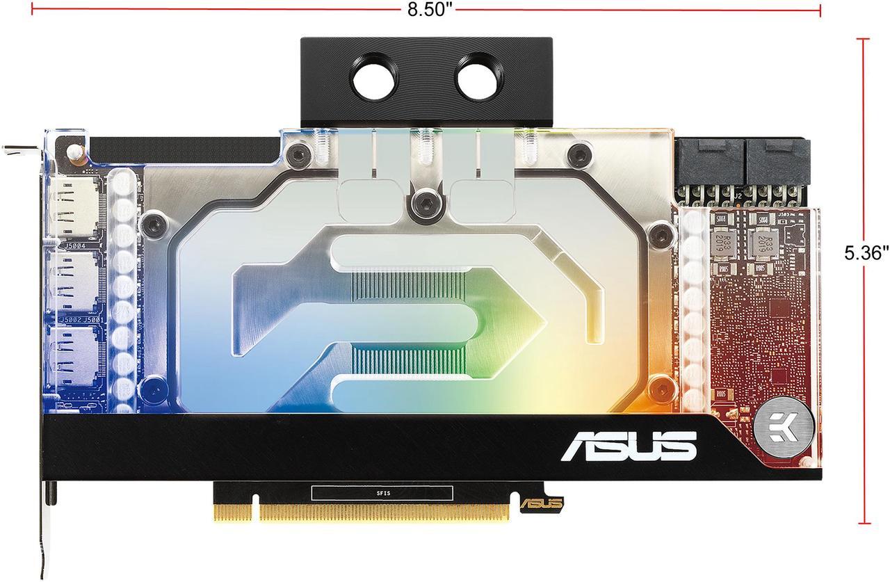 Alt view image 2 of 18 - ASUS EKWB GeForce RTX 3080 10GB GDDR6X (PCIe 4.0, 10GB GDDR6X Memory, HDMI 2.1, DisplayPort 1.4a, Auto-Extreme Technology, Protective Backplate, Single-slot Design, and EK Water Block), RTX3080-10G-EK