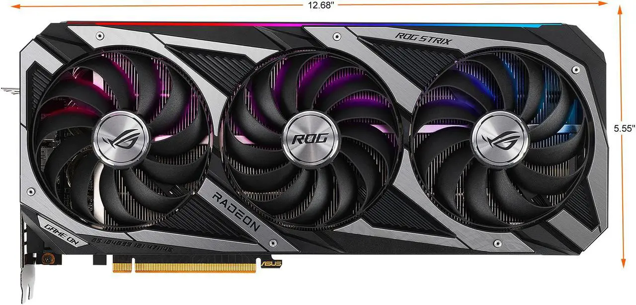 Alt view image 2 of 15 - ASUS ROG STRIX Radeon RX 6700 XT OC Edition Gaming Graphics Card (AMD RDNA 2, PCIe 4.0, 12GB GDDR6, HDMI 2.1, DisplayPort 1.4a, Axial-tech Fan Design, 2.9-slot, Super Alloy Power II, GPU Tweak II) - ROG-STRIX-RX6700XT-O12G-GAMING