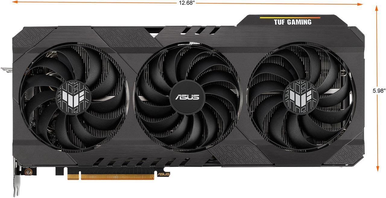 Alt view image 2 of 17 - ASUS TUF Gaming Radeon RX 6700 XT OC Edition Graphics Card (AMD RDNA 2, PCIe 4.0, 12GB GDDR6, HDMI 2.1, DisplayPort 1.4a, Dual Ball Fan Bearings, All-aluminum Shroud, Reinforced Frame, GPU Tweak II) - TUF-RX6700XT-O12G-GAMING