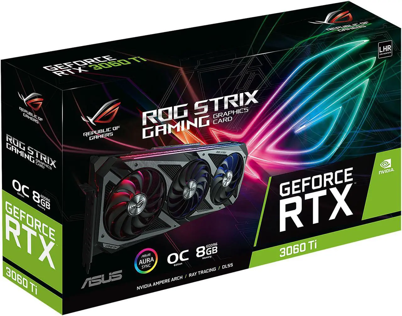 Alt view image 16 of 16 - ASUS ROG Strix NVIDIA GeForce RTX 3060 Ti V2 OC Edition Gaming Graphics Card (PCIe 4.0, 8GB GDDR6, LHR, HDMI 2.1, DisplayPort 1.4a, Axial-tech Fan Design, 2.9-slot, Super Alloy Power II, GPU Tweak II) ROG-STRIX-RTX3060TI-O8G-V2-GAMING