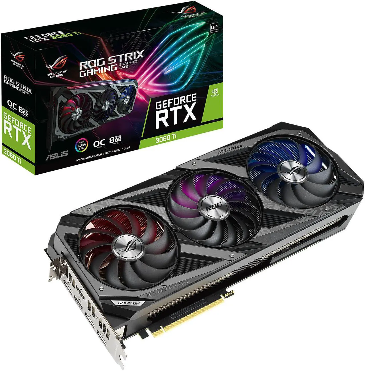 Alt view image 15 of 16 - ASUS ROG Strix NVIDIA GeForce RTX 3060 Ti V2 OC Edition Gaming Graphics Card (PCIe 4.0, 8GB GDDR6, LHR, HDMI 2.1, DisplayPort 1.4a, Axial-tech Fan Design, 2.9-slot, Super Alloy Power II, GPU Tweak II) ROG-STRIX-RTX3060TI-O8G-V2-GAMING