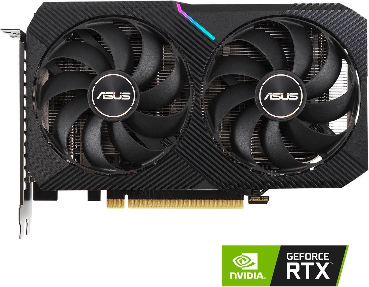 Main image of ASUS Dual GeForce RTX 3060 Ti V2 MINI OC Edition 8GB GDDR6 PCI Express 4.0 Video Card DUAL-RTX3060TI-O8G-MINI-V2 (LHR)