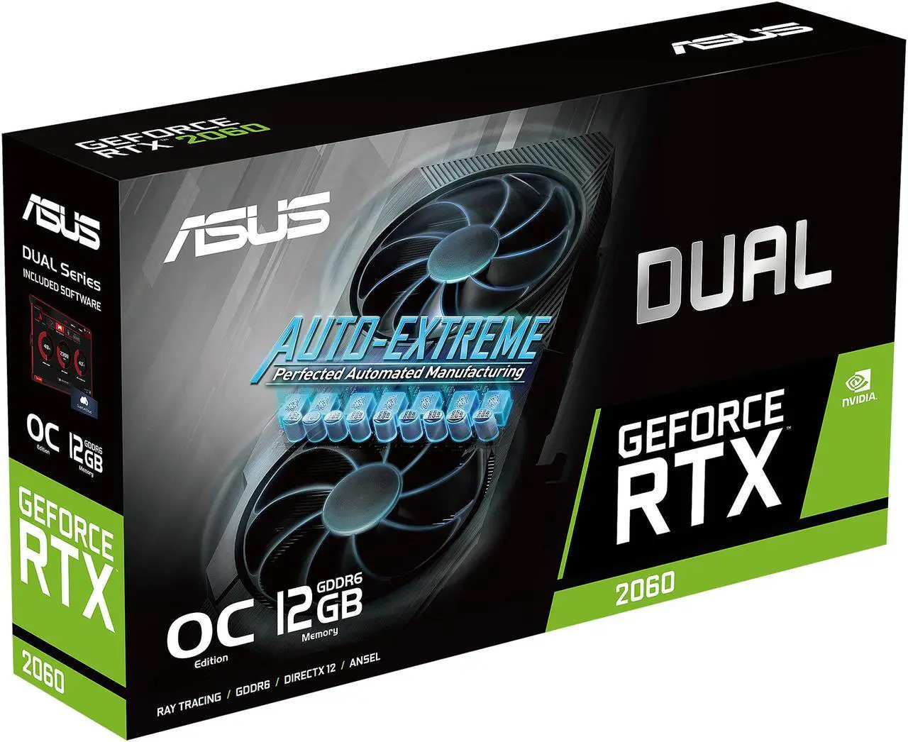 Alt view image 13 of 13 - ASUS Dual GeForce RTX 2060 EVO OC Edition Graphics Card (PCIe 3.0, 12GB GDDR6, HDMI, DisplayPort, DVI-D, Axial-tech Fan, 0dB Technology, Auto-Extreme) DUAL-RTX2060-O12G-EVO