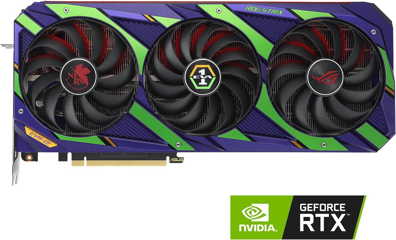 ASUS ROG Strix NVIDIA GeForce RTX 3080 OC EVA EDITION Gaming Graphics Card (PCIe 4.0, 12GB GDDR6X, HDMI 2.1, DisplayPort 1.4a, Axial-tech Fan Design, 2.9-slot, Super Alloy Power II, GPU Tweak), LHR, ROG-STRIX-RTX3080-O12G-EVA