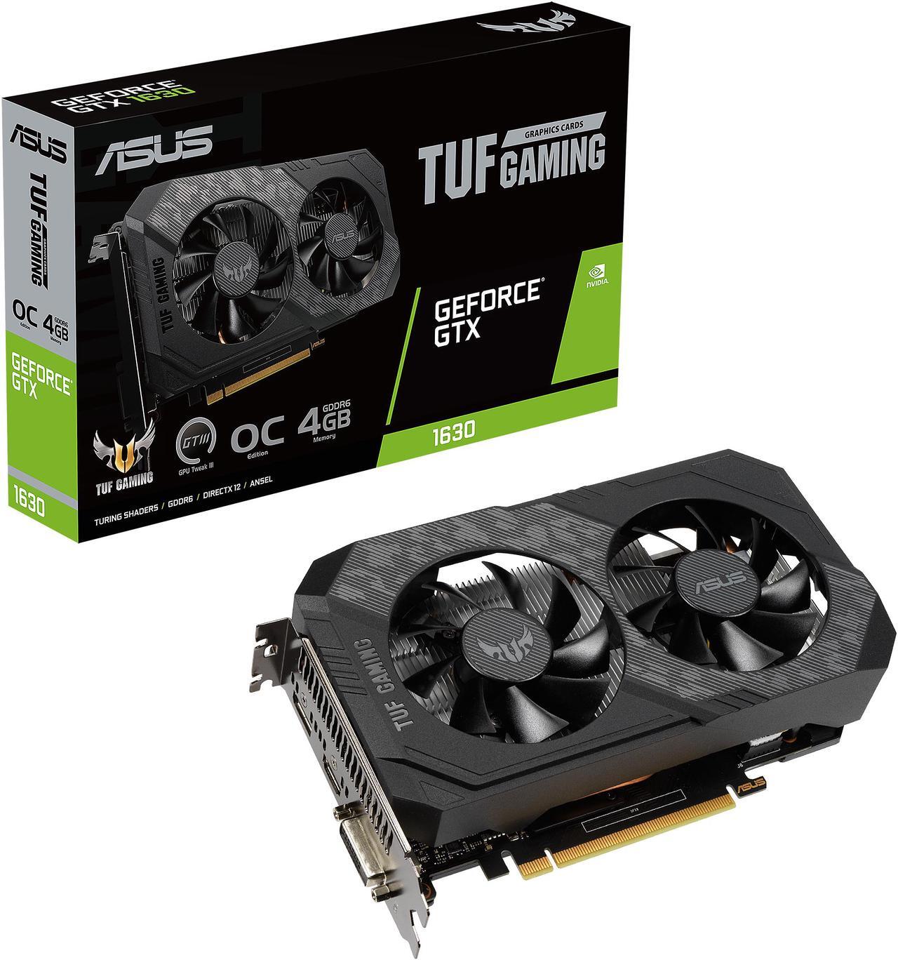 Alt view image 10 of 10 - ASUS TUF NVIDIA GeForce GTX 1630 OC Edition Gaming Graphics Card (PCIe 3.0, 4GB GDDR6 memory, HDMI 2.0, DisplayPort 1.4a, DVI-D, IP5X Dust Resistance, Auto-Extreme) TUF-GTX1630-O4G-GAMING