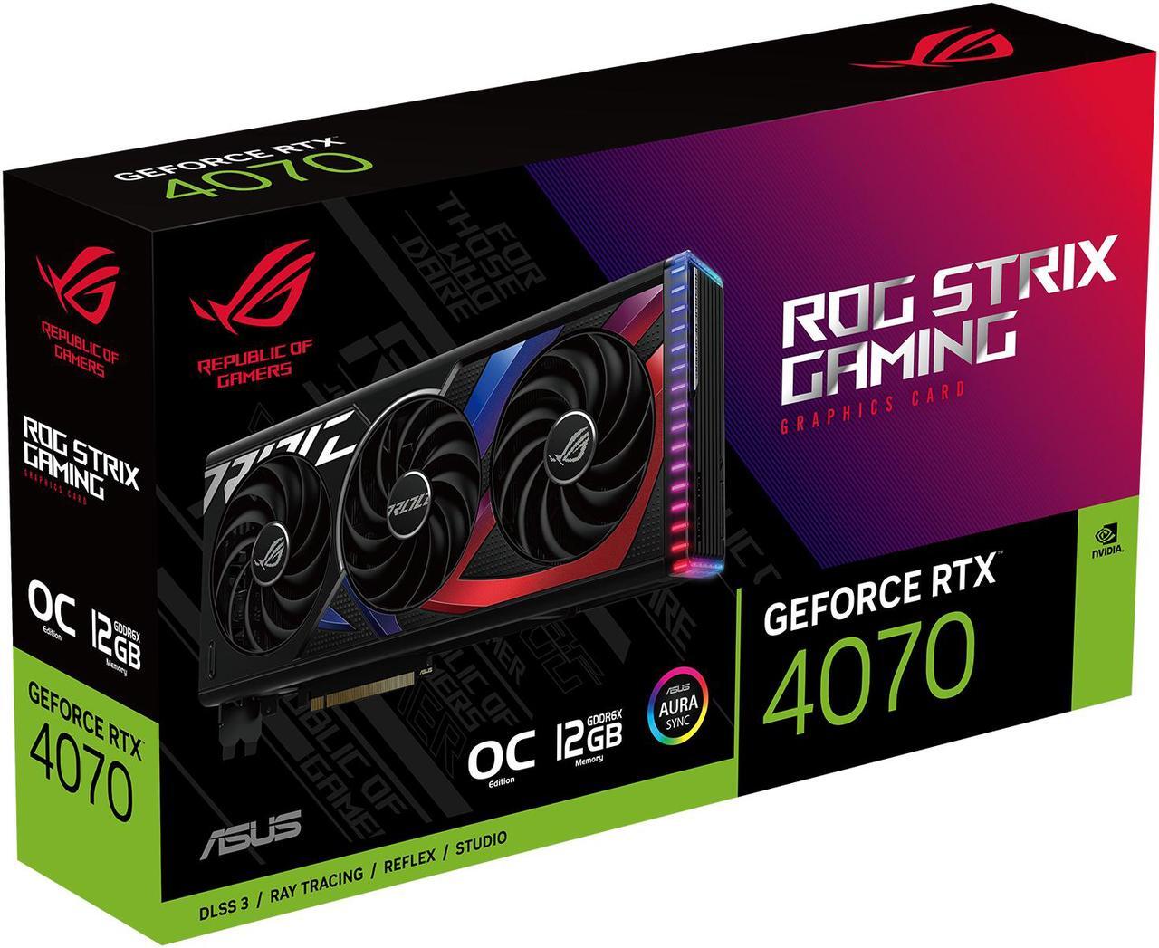 Alt view image 14 of 15 - ASUS ROG Strix GeForce RTX 4070 OC Edition Gaming Graphics Card (PCIe 4.0, 12GB GDDR6X, DLSS 3, HDMI 2.1, DisplayPort 1.4a) ROG-STRIX-RTX4070-O12G-GAMING