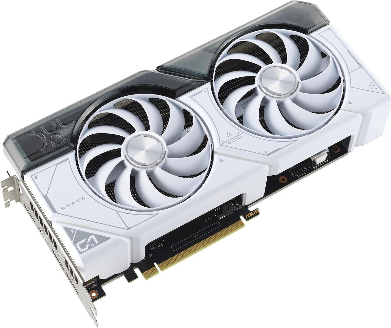 Alt view image 3 of 15 - ASUS Dual GeForce RTX 4070 White OC Edition 12GB GDDR6X (PCIe 4.0, 12GB GDDR6X, DLSS 3, HDMI 2.1, DisplayPort 1.4a, 2.56-slot design, Axial-tech fan design, 0dB technology) DUAL-RTX4070-O12G-WHITE