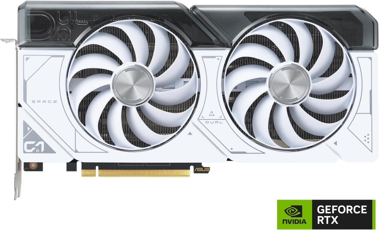 Alt view image 2 of 15 - ASUS Dual GeForce RTX 4070 White OC Edition 12GB GDDR6X (PCIe 4.0, 12GB GDDR6X, DLSS 3, HDMI 2.1, DisplayPort 1.4a, 2.56-slot design, Axial-tech fan design, 0dB technology) DUAL-RTX4070-O12G-WHITE