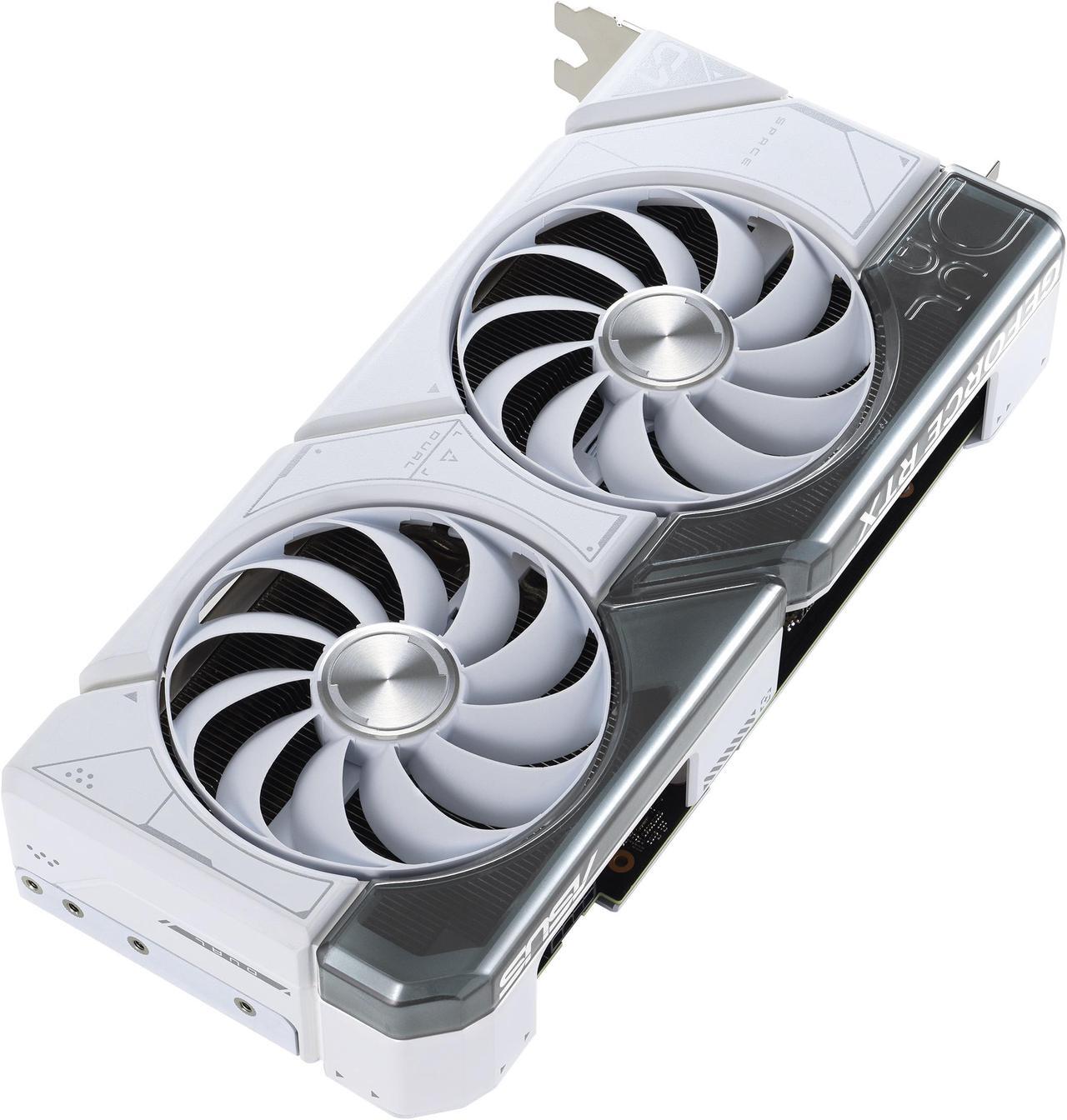 Alt view image 4 of 15 - ASUS Dual GeForce RTX 4070 White OC Edition 12GB GDDR6X (PCIe 4.0, 12GB GDDR6X, DLSS 3, HDMI 2.1, DisplayPort 1.4a, 2.56-slot design, Axial-tech fan design, 0dB technology) DUAL-RTX4070-O12G-WHITE