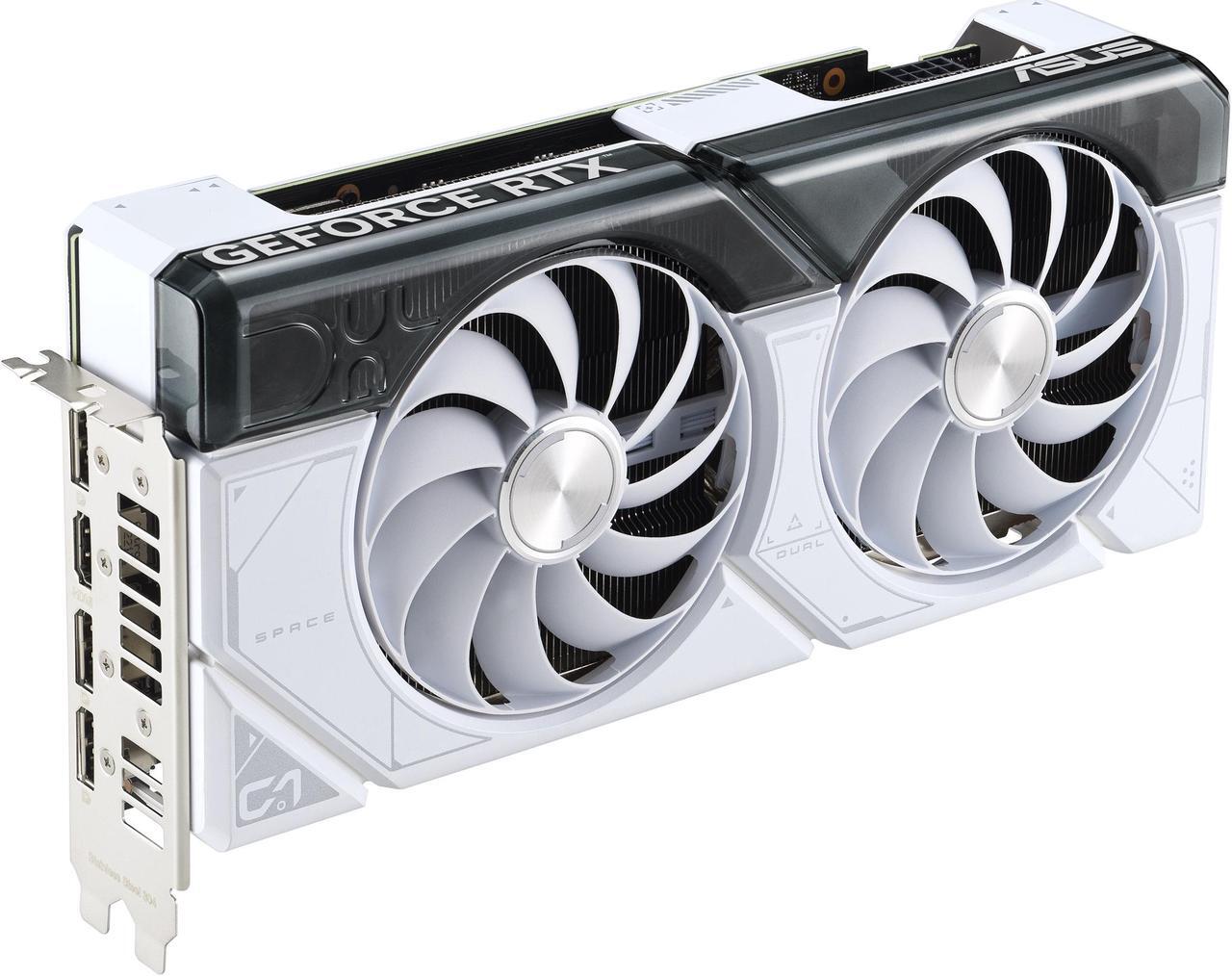 Alt view image 6 of 15 - ASUS Dual GeForce RTX 4070 White OC Edition 12GB GDDR6X (PCIe 4.0, 12GB GDDR6X, DLSS 3, HDMI 2.1, DisplayPort 1.4a, 2.56-slot design, Axial-tech fan design, 0dB technology) DUAL-RTX4070-O12G-WHITE