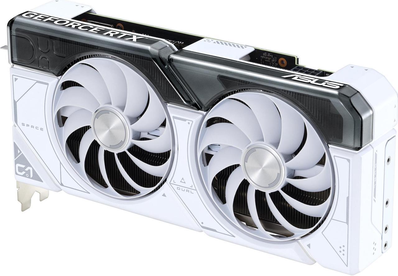 Alt view image 7 of 15 - ASUS Dual GeForce RTX 4070 White OC Edition 12GB GDDR6X (PCIe 4.0, 12GB GDDR6X, DLSS 3, HDMI 2.1, DisplayPort 1.4a, 2.56-slot design, Axial-tech fan design, 0dB technology) DUAL-RTX4070-O12G-WHITE