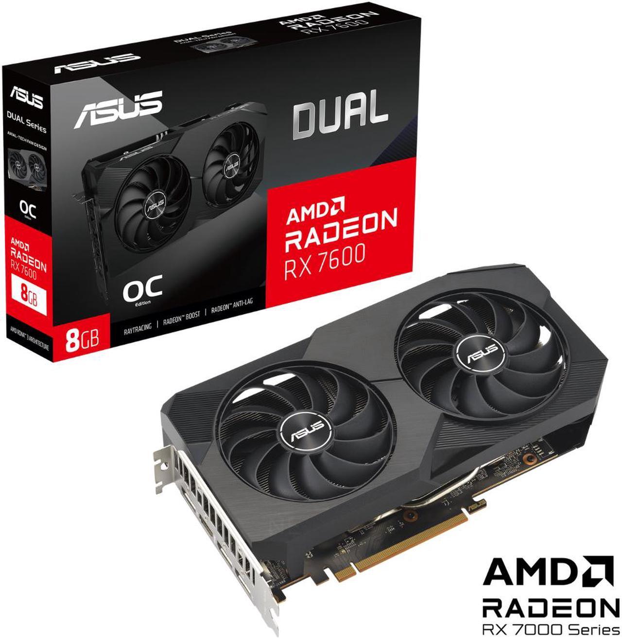Alt view image 7 of 8 - ASUS Dual Radeon RX 7600 OC Edition 8GB GDDR6 Graphics Card (PCIe 4.0, 8GB GDDR6, HDMI 2.1, DisplayPort 1.4a, 2.5-slot Design, Axial-tech Fans, GPU Tweak III) DUAL-RX7600-O8G