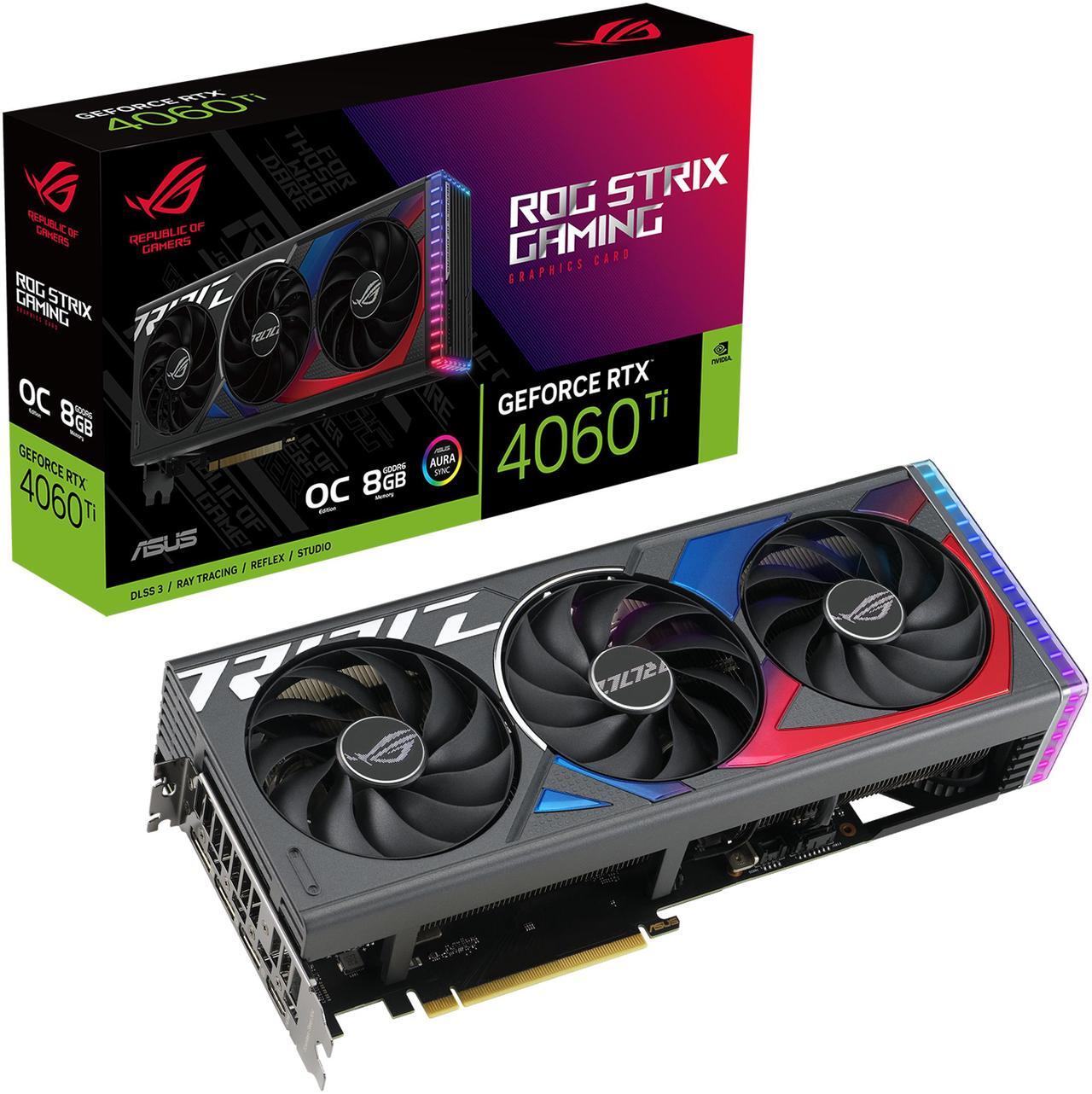 Alt view image 8 of 12 - ASUS ROG Strix GeForce RTX 4060 OC Edition Gaming Graphics Card (PCIe 4.0, 8GB GDDR6, DLSS 3, HDMI 2.1a, DisplayPort 1.4a, Axial-tech fan design, Aura Sync) ROG-STRIX-RTX4060-O8G-GAMING