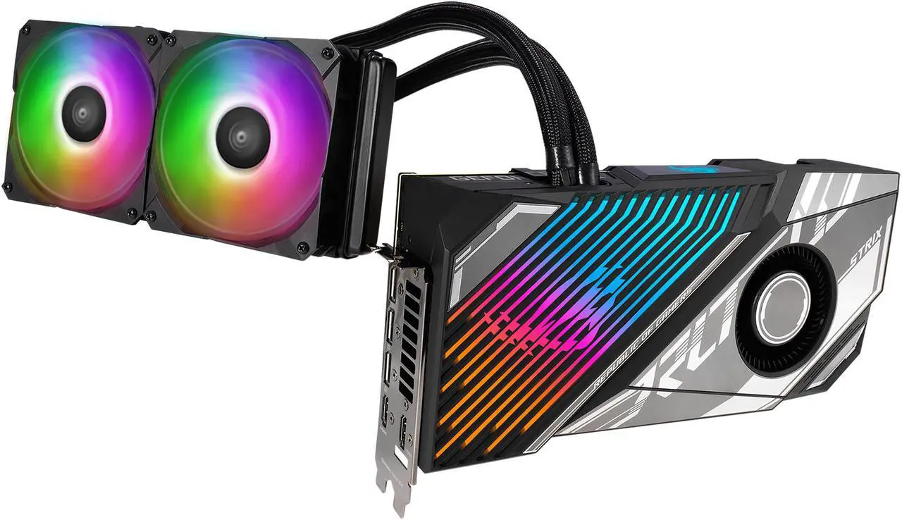 Alt view image 7 of 14 - ASUS ROG Strix LC NVIDIA GeForce RTX 4090 Gaming Graphics Card (PCIe 4.0, 24GB GDDR6X, HDMI 2.1, DisplayPort 1.4a, 240 mm radiator, 560 mm tubing) ROG-STRIX-LC-RTX4090-24G-GAMING