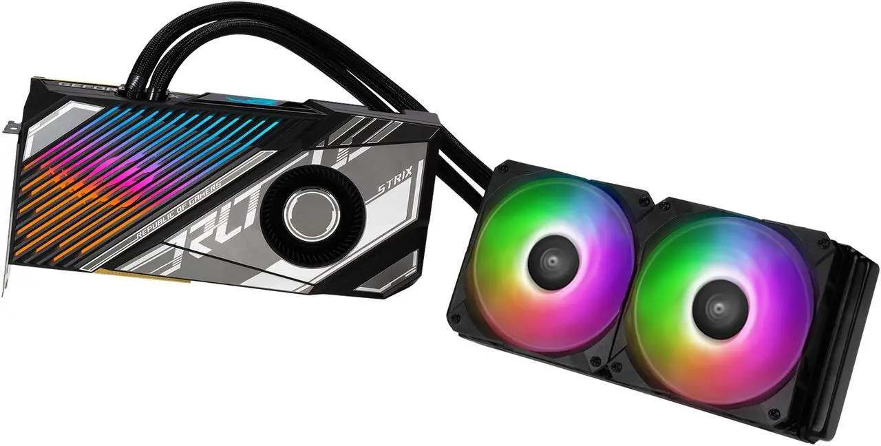 Alt view image 8 of 14 - ASUS ROG Strix LC NVIDIA GeForce RTX 4090 Gaming Graphics Card (PCIe 4.0, 24GB GDDR6X, HDMI 2.1, DisplayPort 1.4a, 240 mm radiator, 560 mm tubing) ROG-STRIX-LC-RTX4090-24G-GAMING