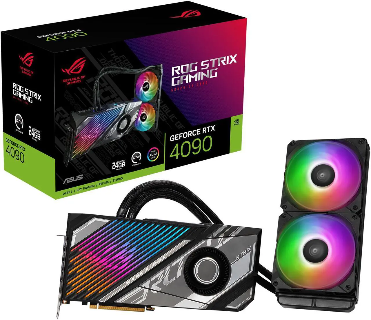 Alt view image 13 of 14 - ASUS ROG Strix LC NVIDIA GeForce RTX 4090 Gaming Graphics Card (PCIe 4.0, 24GB GDDR6X, HDMI 2.1, DisplayPort 1.4a, 240 mm radiator, 560 mm tubing) ROG-STRIX-LC-RTX4090-24G-GAMING