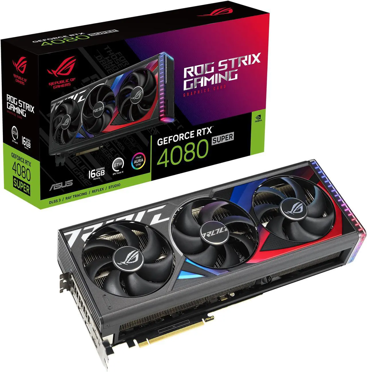 Alt view image 10 of 10 - ASUS ROG Strix GeForce RTX 4080 SUPER Gaming Graphics Card (PCIe 4.0, 16GB GDDR6X, DLSS 3, HDMI 2.1a, DisplayPort 1.4a, Vapor chamber, Massive vented backplate) ROG-STRIX-RTX4080S-16G-GAMING