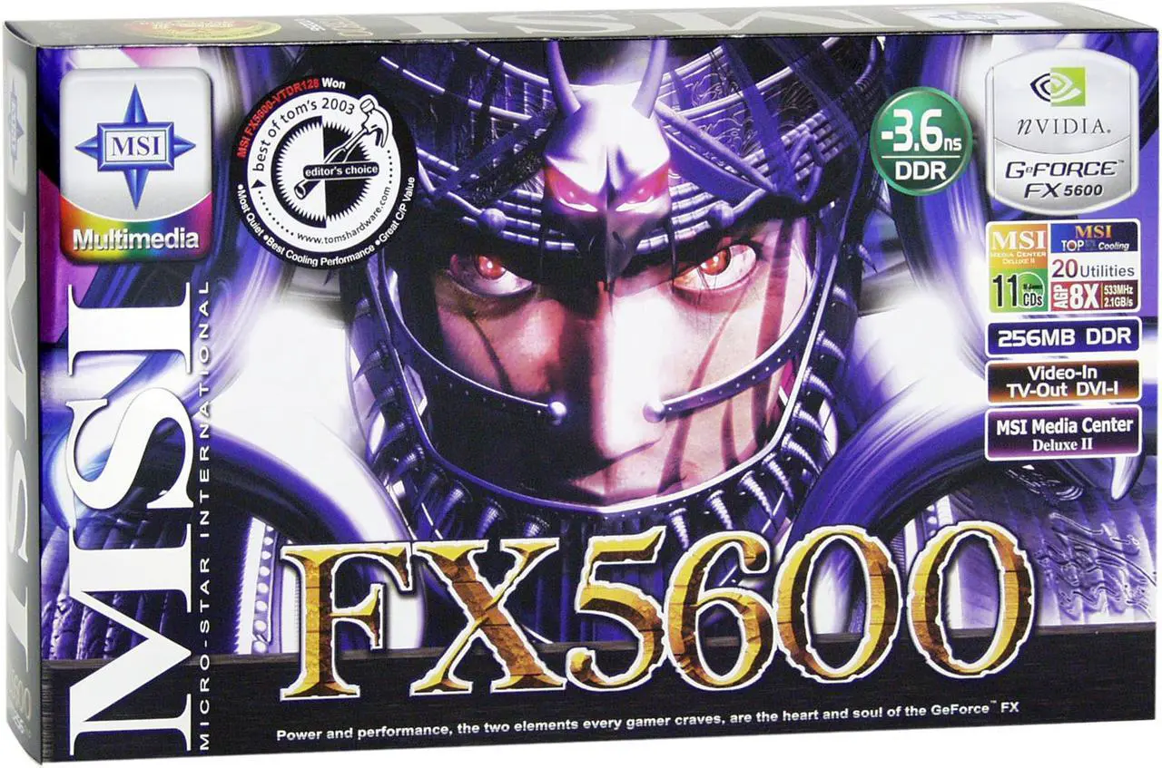Alt view image 5 of 5 - MSI GeForce FX 5600 256MB DDR AGP 4X/8X Graphics Card FX5600-VTD256