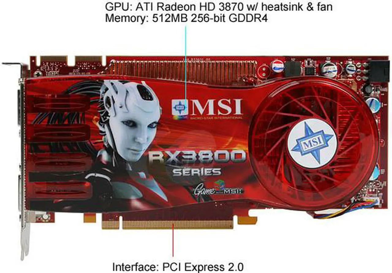 Alt view image 3 of 6 - MSI Radeon HD 3870 512MB GDDR4 PCI Express 2.0 x16 CrossFireX Support Graphics Card RX3870-T2D512E OC