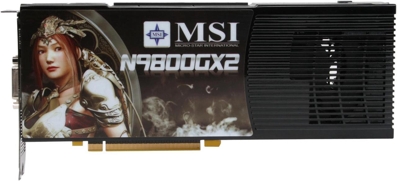 Alt view image 3 of 8 - MSI GeForce 9800 GX2 1GB (512MB per GPU) GDDR3 PCI Express 2.0 x16 SLI Support Video Card N9800GX2-M2D1G