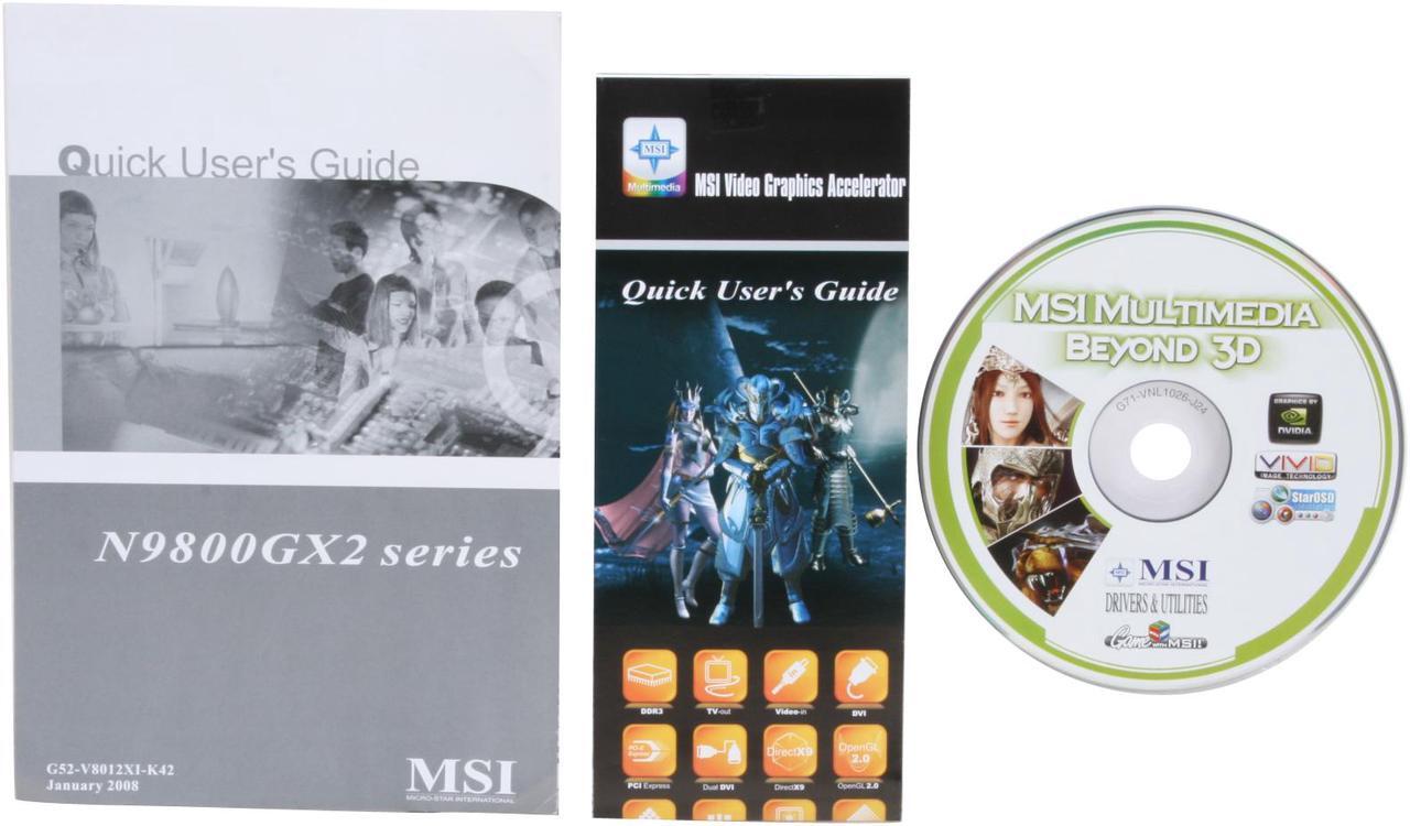 Alt view image 7 of 8 - MSI GeForce 9800 GX2 1GB (512MB per GPU) GDDR3 PCI Express 2.0 x16 SLI Support Video Card N9800GX2-M2D1G