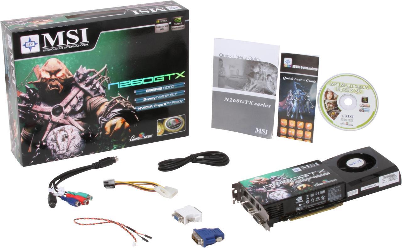 Alt view image 6 of 6 - MSI GeForce GTX 260 896MB GDDR3 PCI Express 2.0 x16 SLI Support Graphics Card N260GTX-T2D896 OC