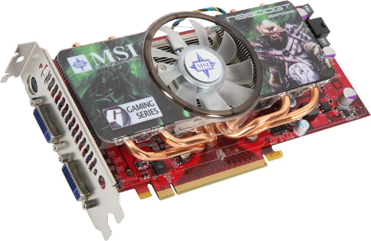 MSI GeForce 9800 GT 512MB GDDR3 PCI Express 2.0 x16 SLI Support Video Card N9800GT 512M OC