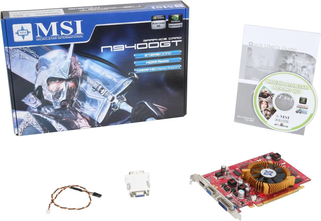Alt view image 5 of 5 - MSI GeForce 9400 GT 512MB GDDR2 PCI Express 2.0 x16 Graphics Card N9400GT-MD512